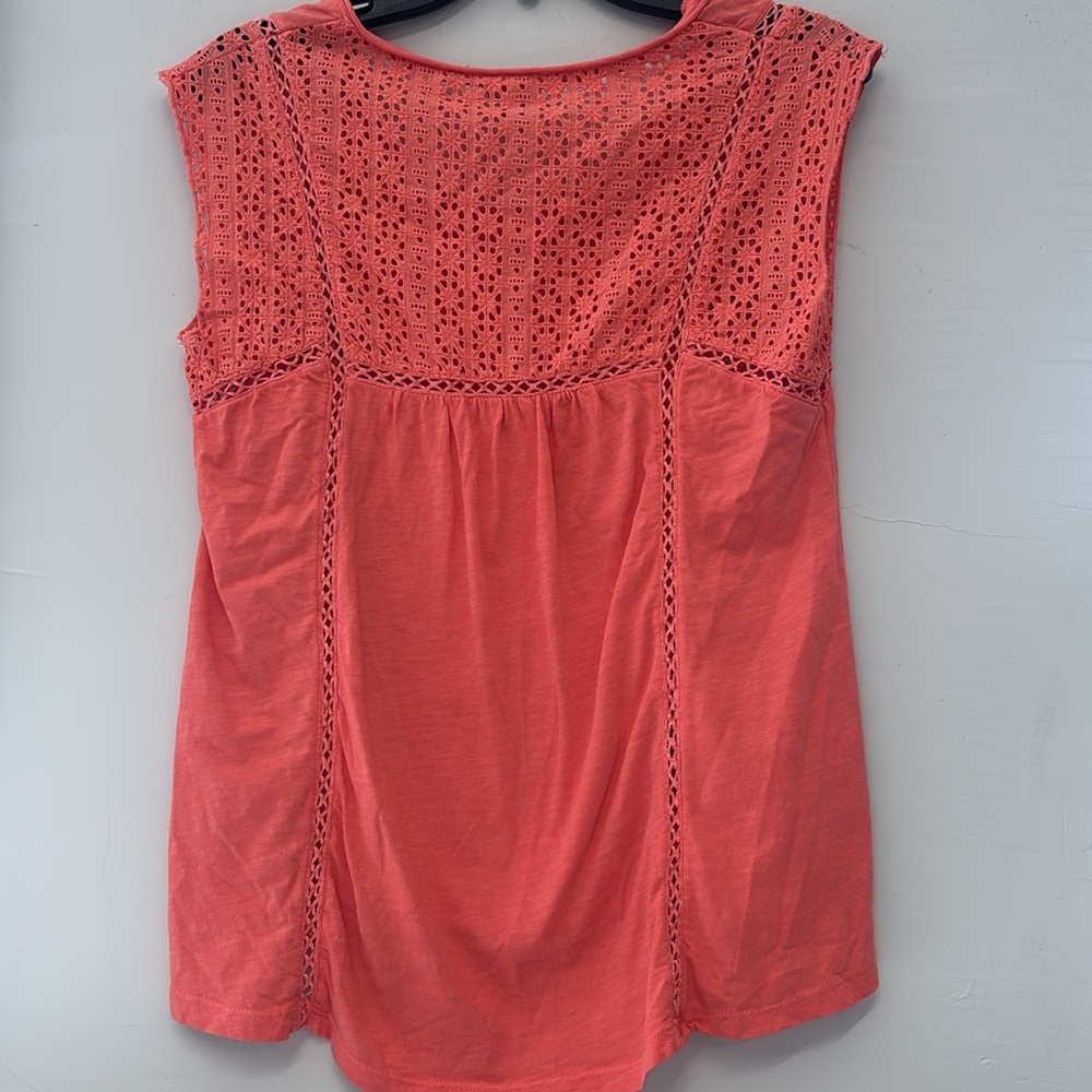 Sundance Coral Crochet Cotton Accent Blouse Size Small - Picture 5 of 5